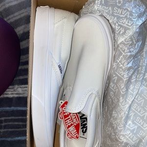 White classic slip on vans